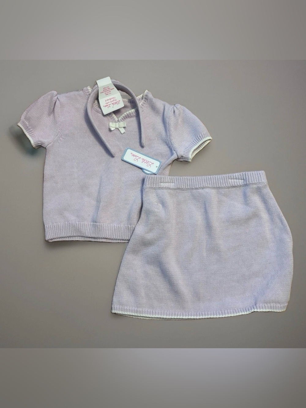 Little Lass Little Girls Sweater Skirt Set With Headband - Purple - 4T